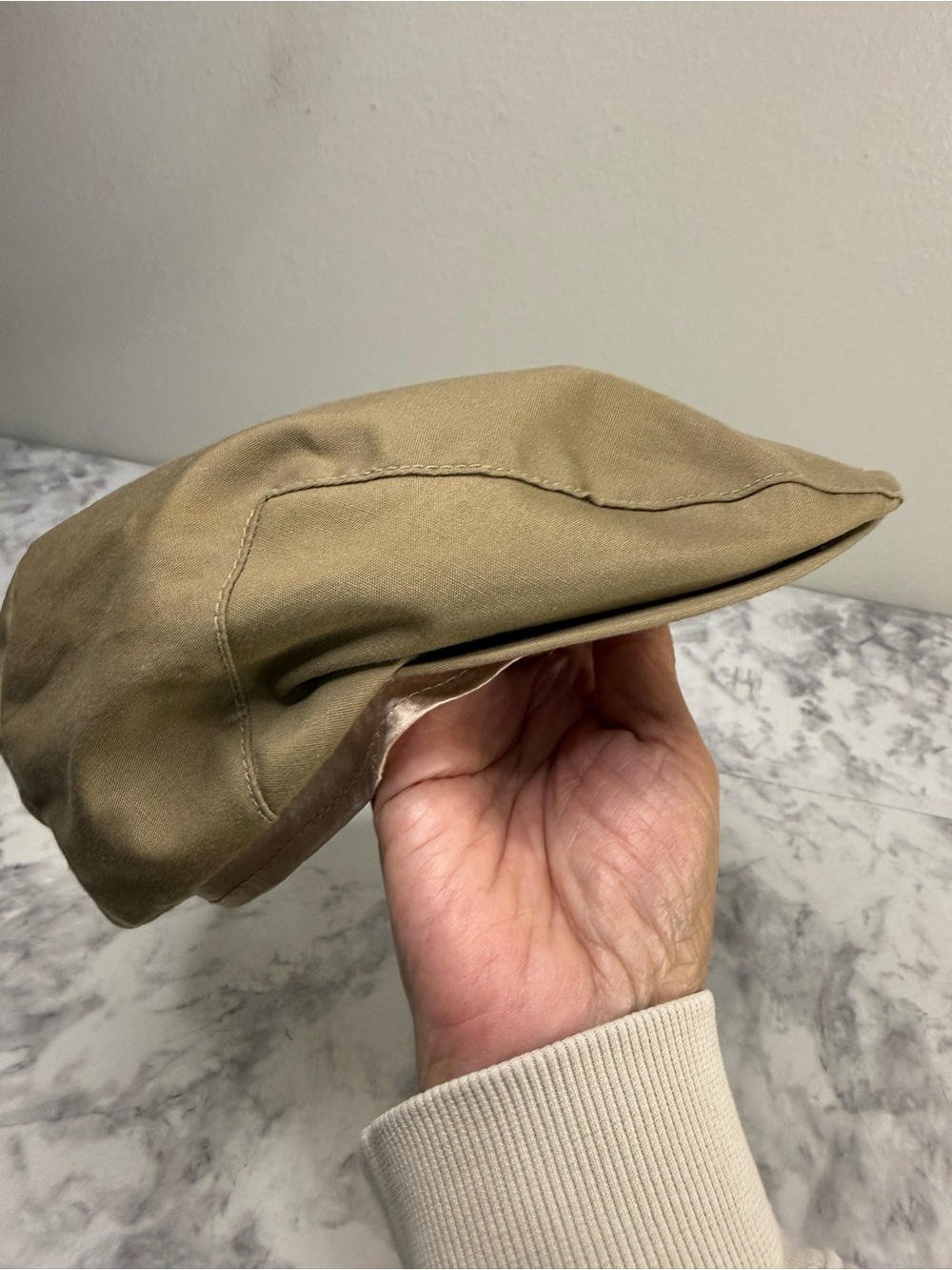 Vintage London Fog Khaki Newsboy Flat Snap Cap Classic Size Small Made in USA